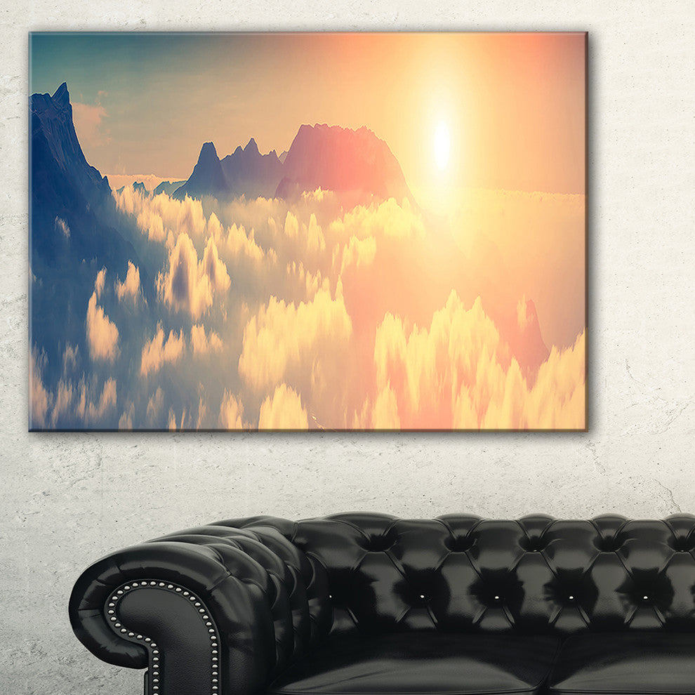 "Sky Above Floating Clouds" Contemporary Landscape Canvas Art, 32"x16"