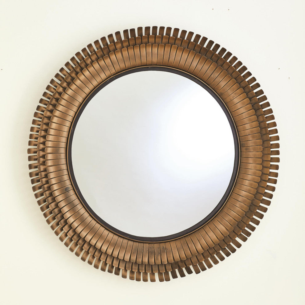 Layered Sunburst Wall Mirror, Antique Gold