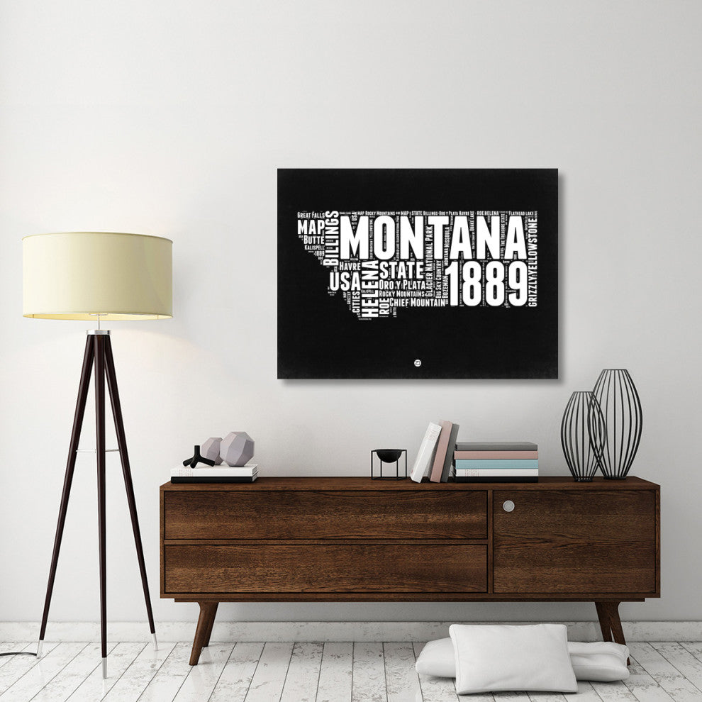 "Montana Black and White Map" Fine Art Print