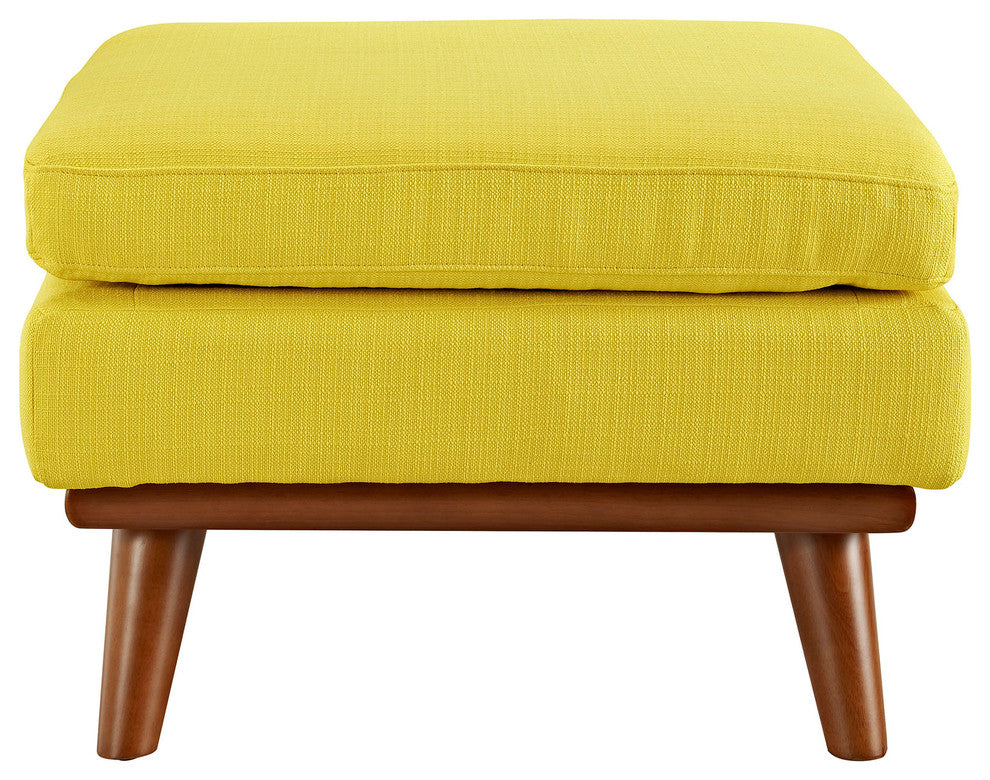 Modern Contemporary Fabric Ottoman , Yellow, Fabric