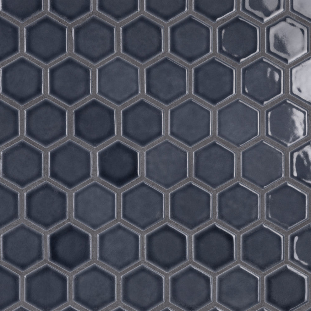 Hudson Due 2" Hex Storm Grey Porcelain Floor and Wall Tile