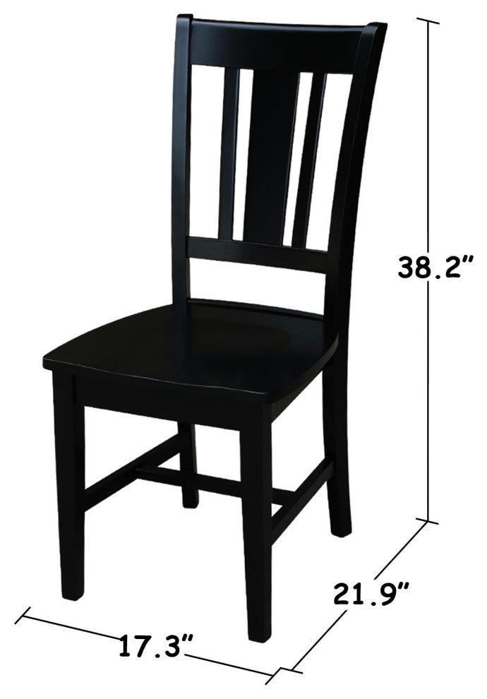 Set of Two San Remo Slat Back Chairs, Black