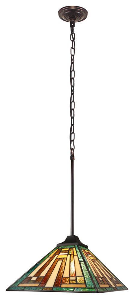 Firman Tiffany 1-Light Mission Ceiling Pendant 12" Shade