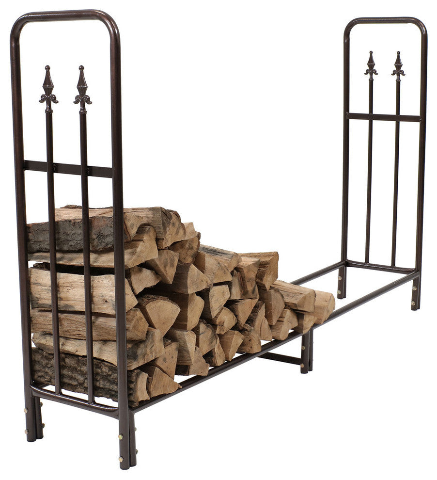 Sunnydaze Bronze Indoor-Outdoor Decorative Firewood Storage Log Rack - 6-Foot