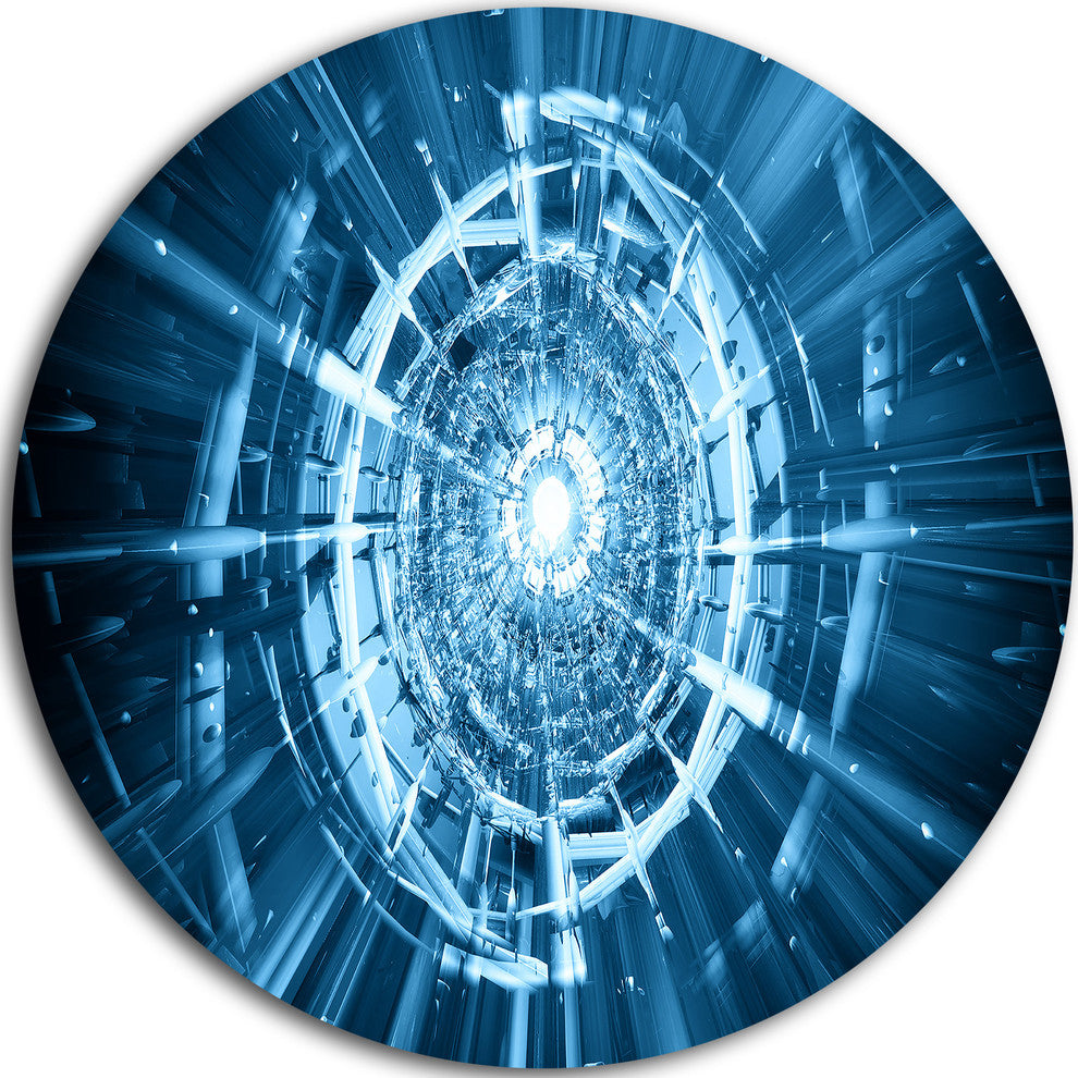 Fractal 3D Deep Blue Spiral, Abstract Art Round Wall Art, 11"