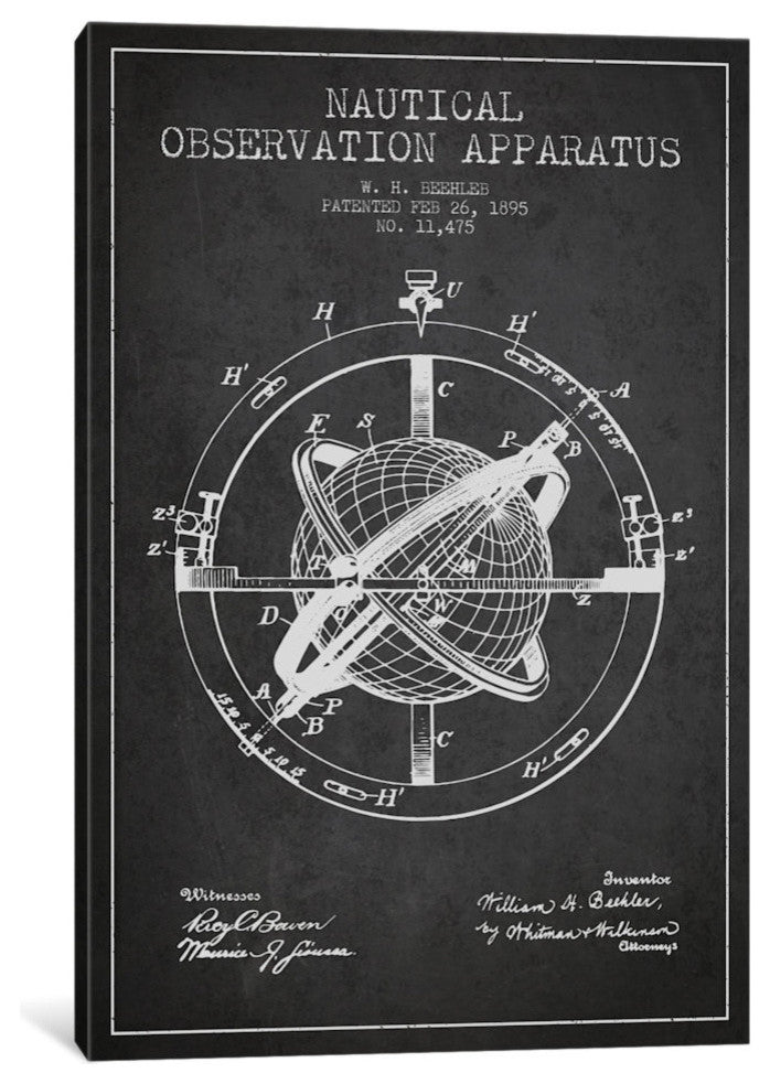 "Nautical Apparatus Patent Blueprint" by Aged Pixel, 40x26x1.5, 1-Piece