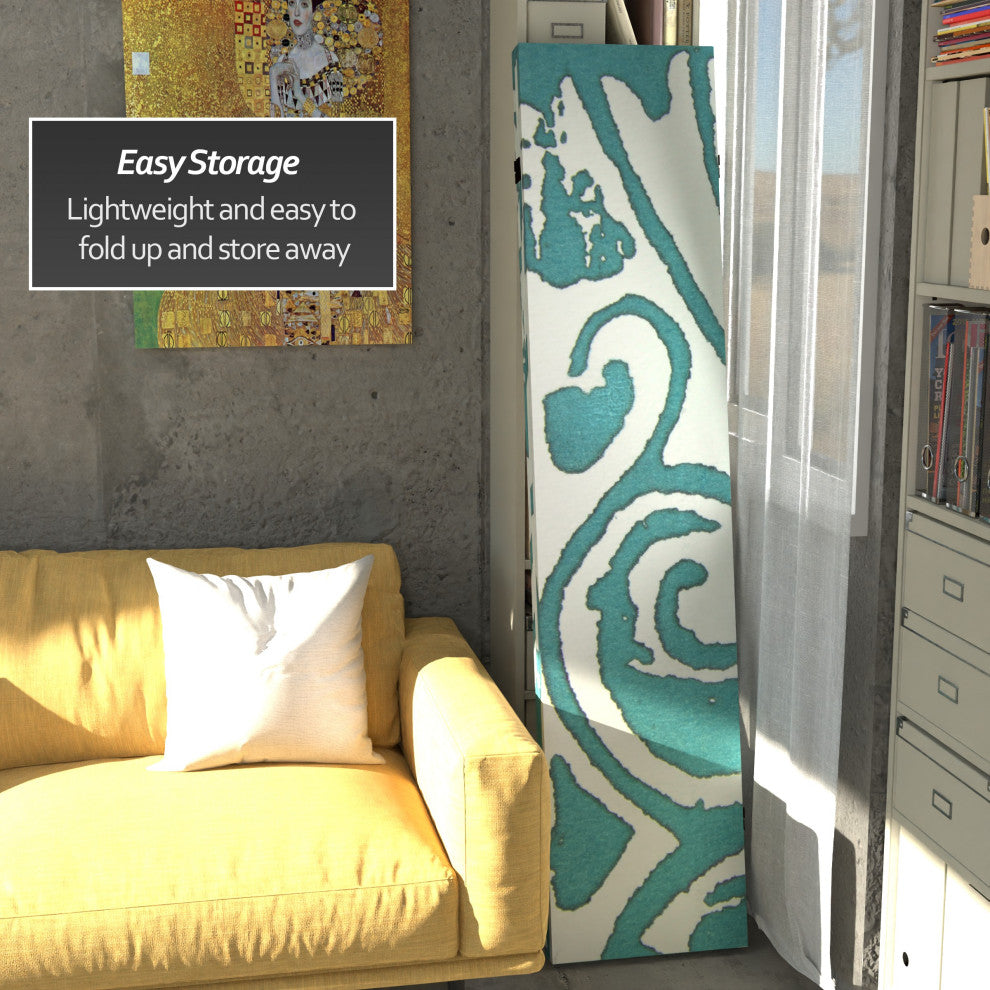 6' Tall Double Sided Teal Vineyard Canvas Room Divider