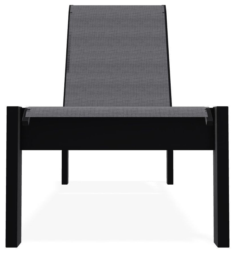 Leeward Sling Stackable Outdoor Chaise Lounge, Augustine Pewter/Black