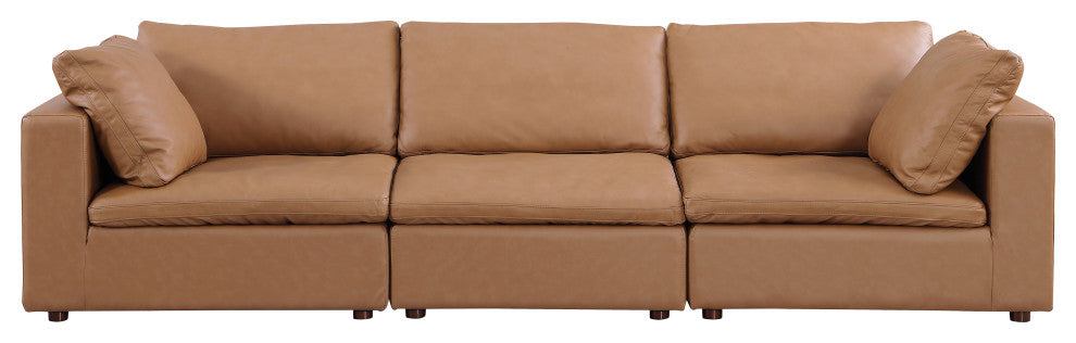 Dante modular sofa, loveseat and chair in Genuine Belfast Fabric, Cognac