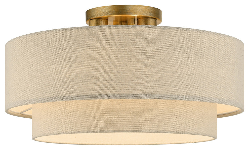 Bellingham 3-Light Antique Gold Leaf Large Semi-Flush
