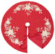 Christmas Tree Skirt With Embroidered Holly Design, Red, 72"x72"