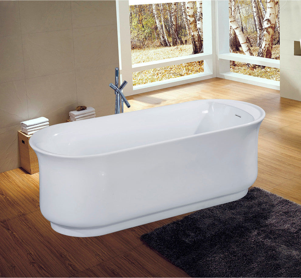 Aqua Eden 66" Acrylic Freestanding Double Ended Bathtub With Drain, White
