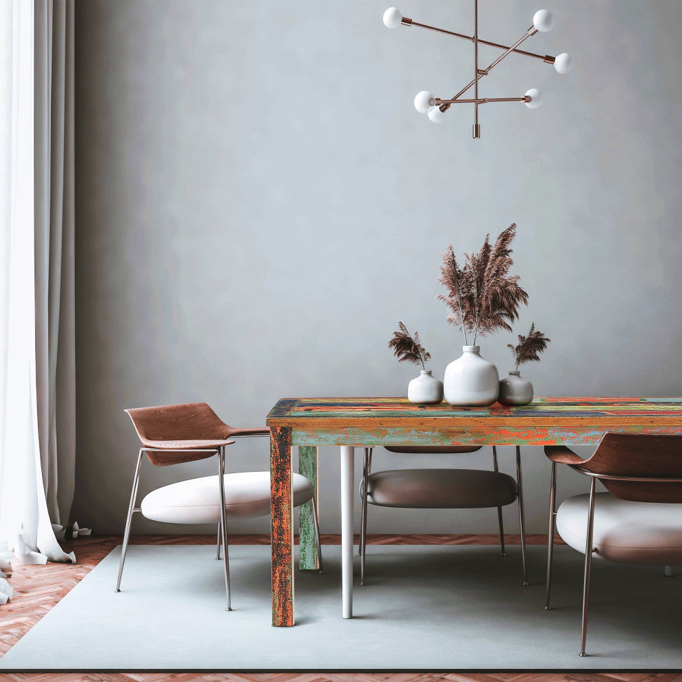 Teak Wood Dining Table Made From Recycled Teak Wood Boats, 63 X 35"