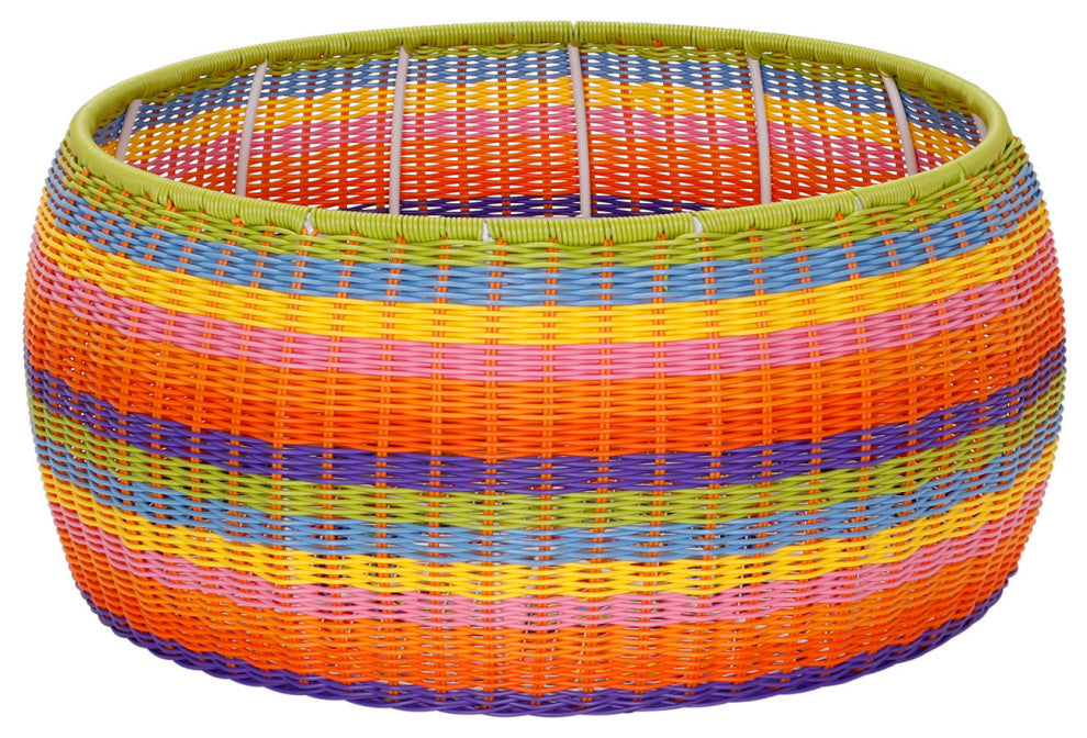 Handwoven Resin Storage Stool Ottoman