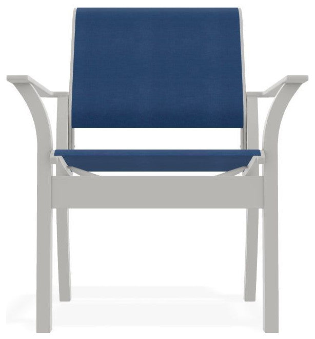 Leeward Sling Stackable Outdoor Dining Chair, Cobalt/Snow