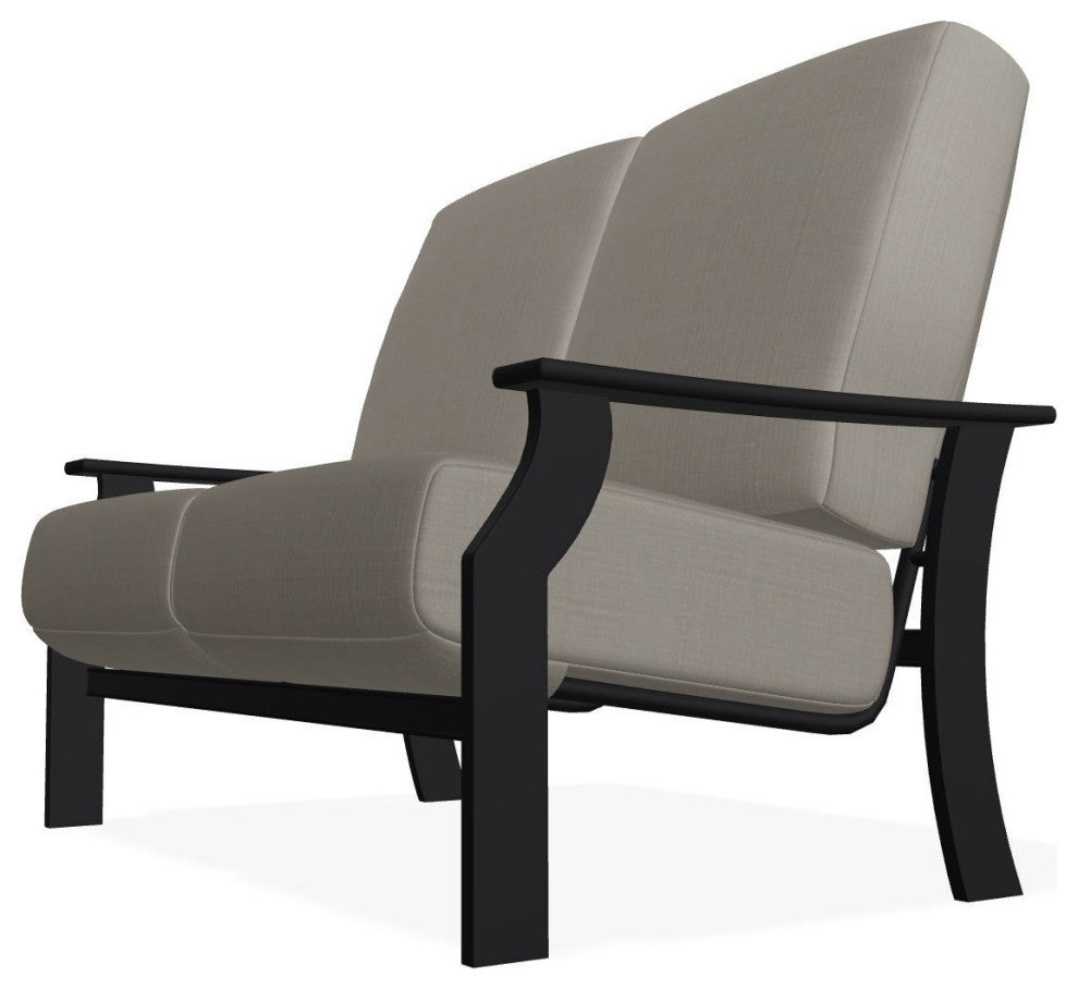 St. Catherine Deep Seat Outdoor Loveseat, Stone Linen/Black