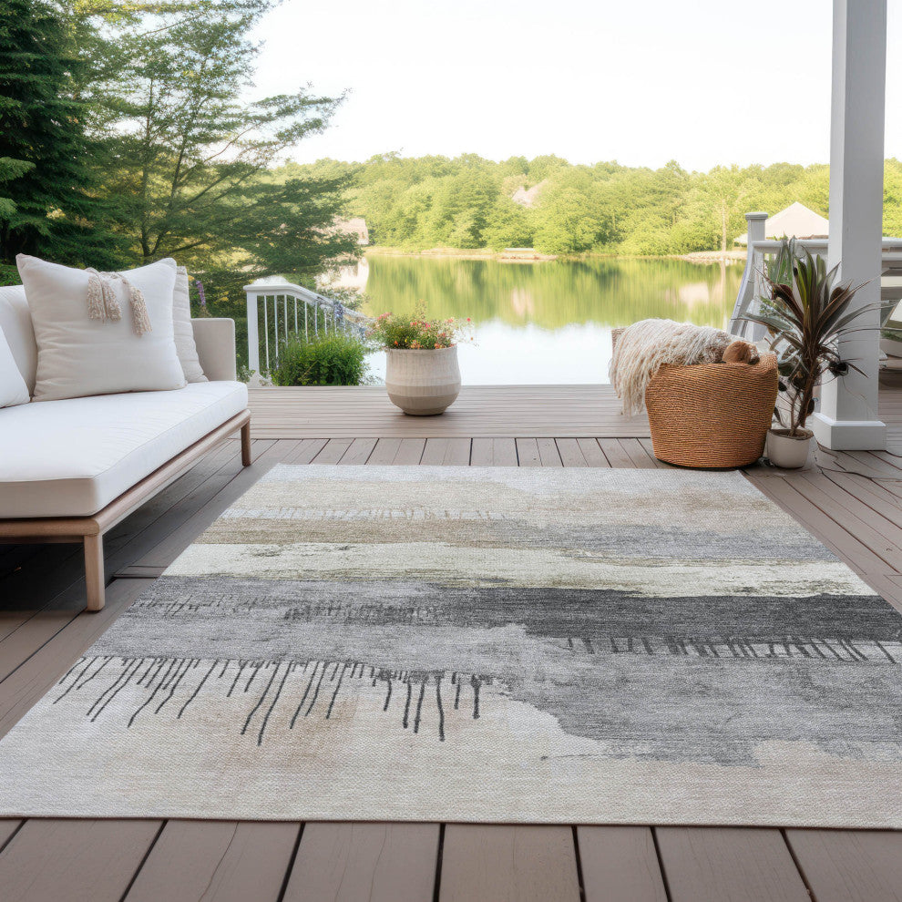 Machine Washable Indoor/Outdoor Chantille ACN1880 Ivory 3' x 5' Rug