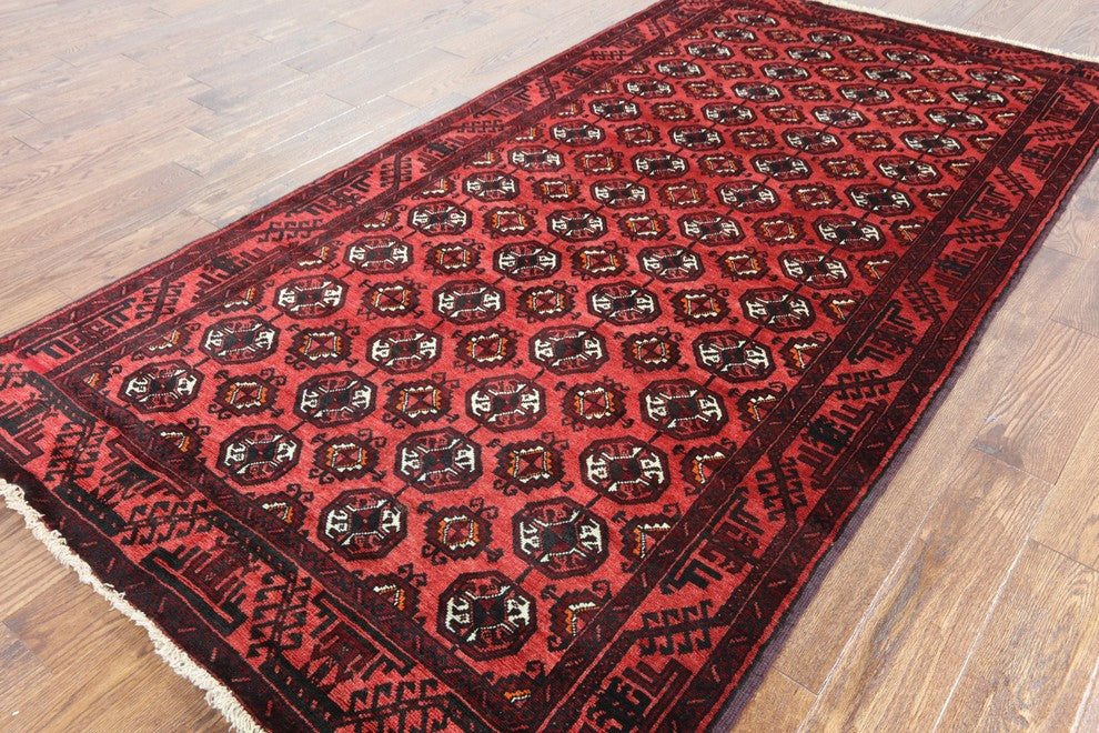 5'x9 Wool on Wool Persian Handmade Bokhara Design Area Rug, W2342