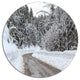 Foggy Winter Road In Slovenia, Landscape Wall Round Metal Wall Art, 11"