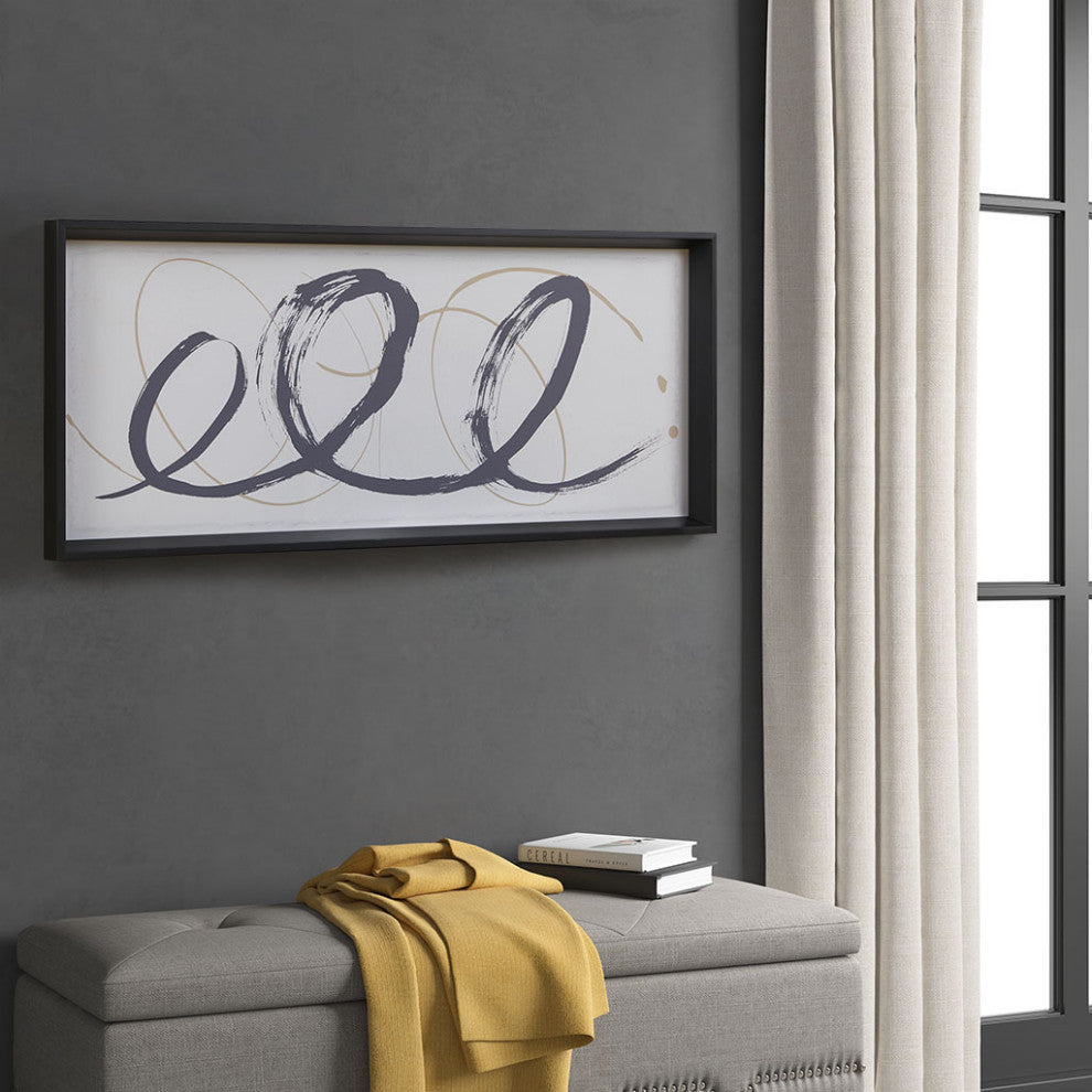 Madison Park Ambit Black Modern Abstract Stroke Framed Wall Decor