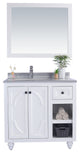 Odyssey, 36" White Cabinet With White Stripes Marble Countertop