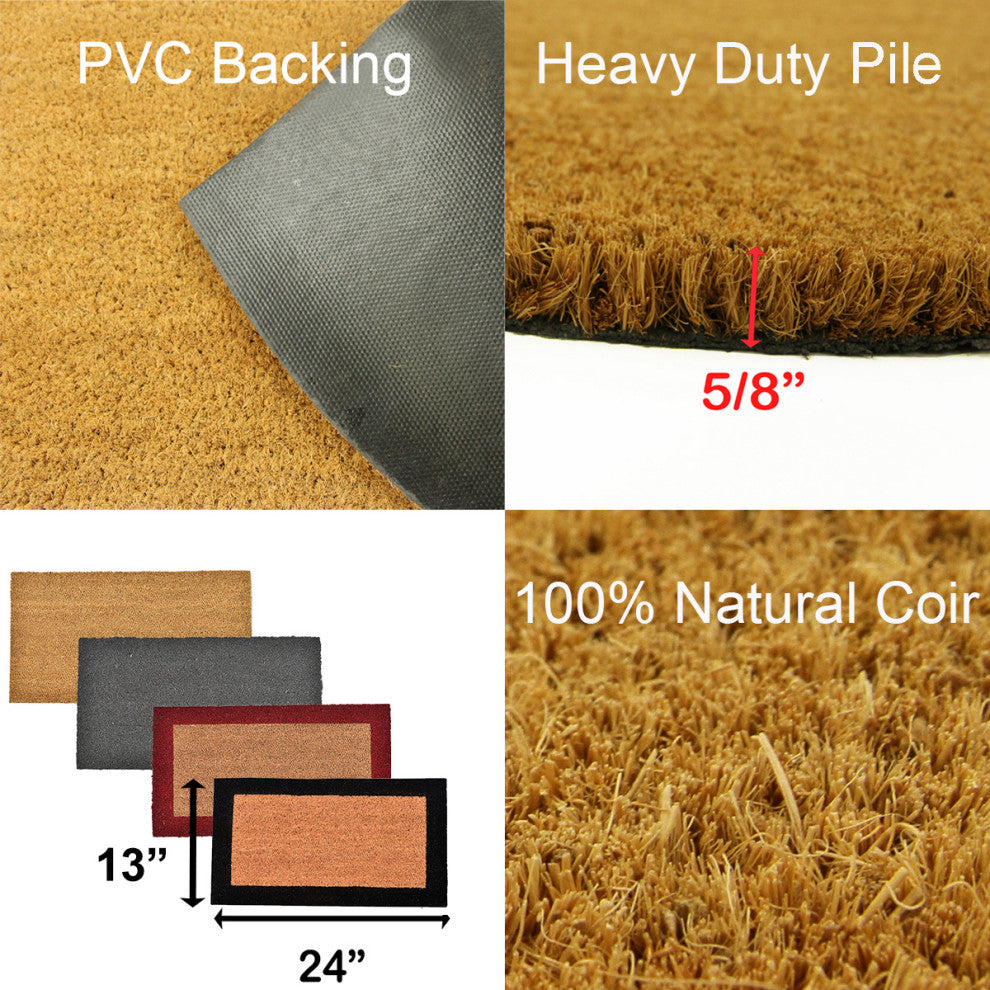 Sheltered Front Door Mat Coir Coco Fibers Rug 24x13, Natural