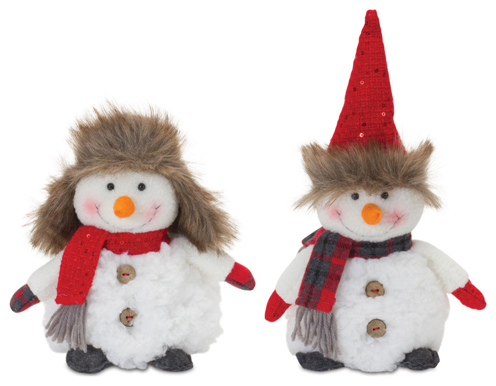 Plush Snowman With Hat and Scarf, Set of 2