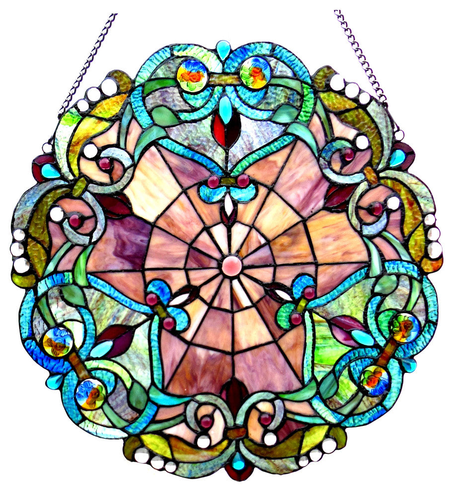 EMILIA Tiffany-glass Victorian Window Panel 20inches