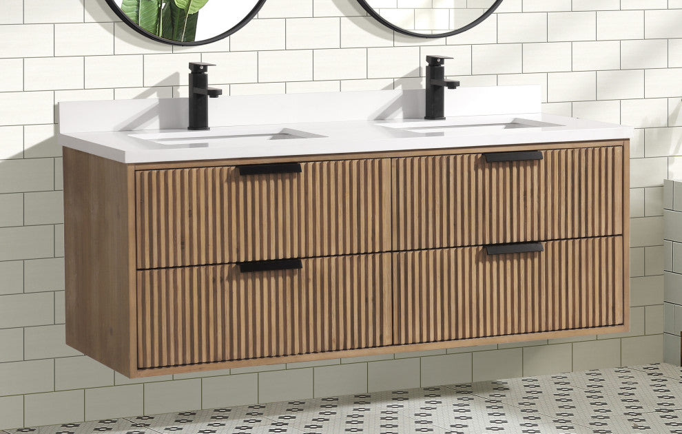 Ari Kitchen and Bath San Diego Bath Vanity, Weathered Fir, 55", Floating