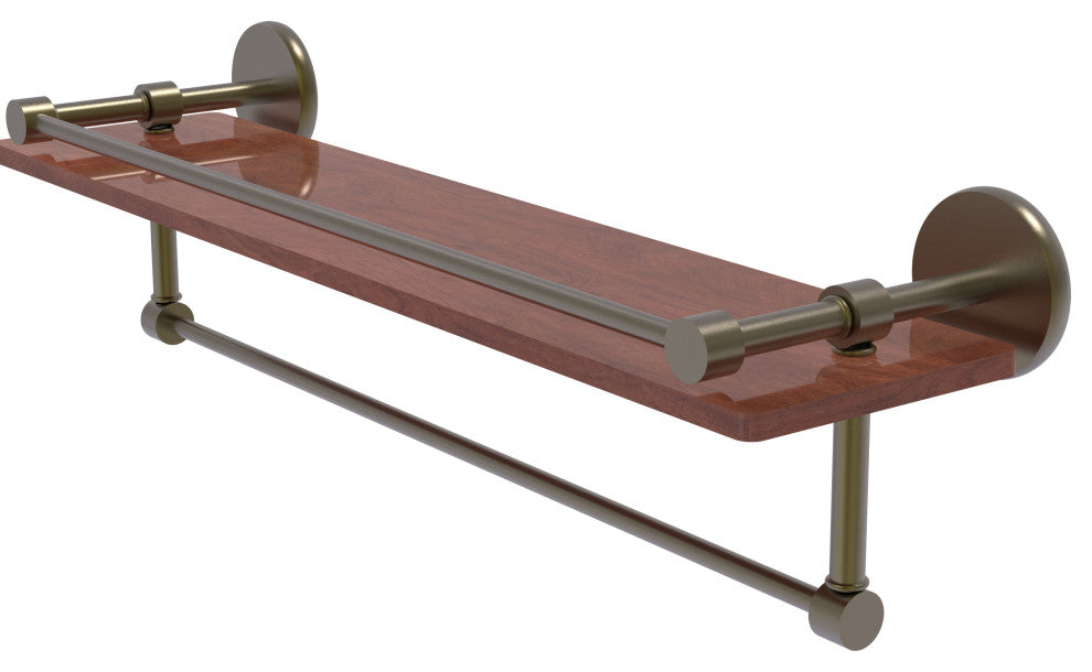 Prestige Skyline 22" Wood Shelf, Gallery Rail and Towel Bar, Antique Bronze