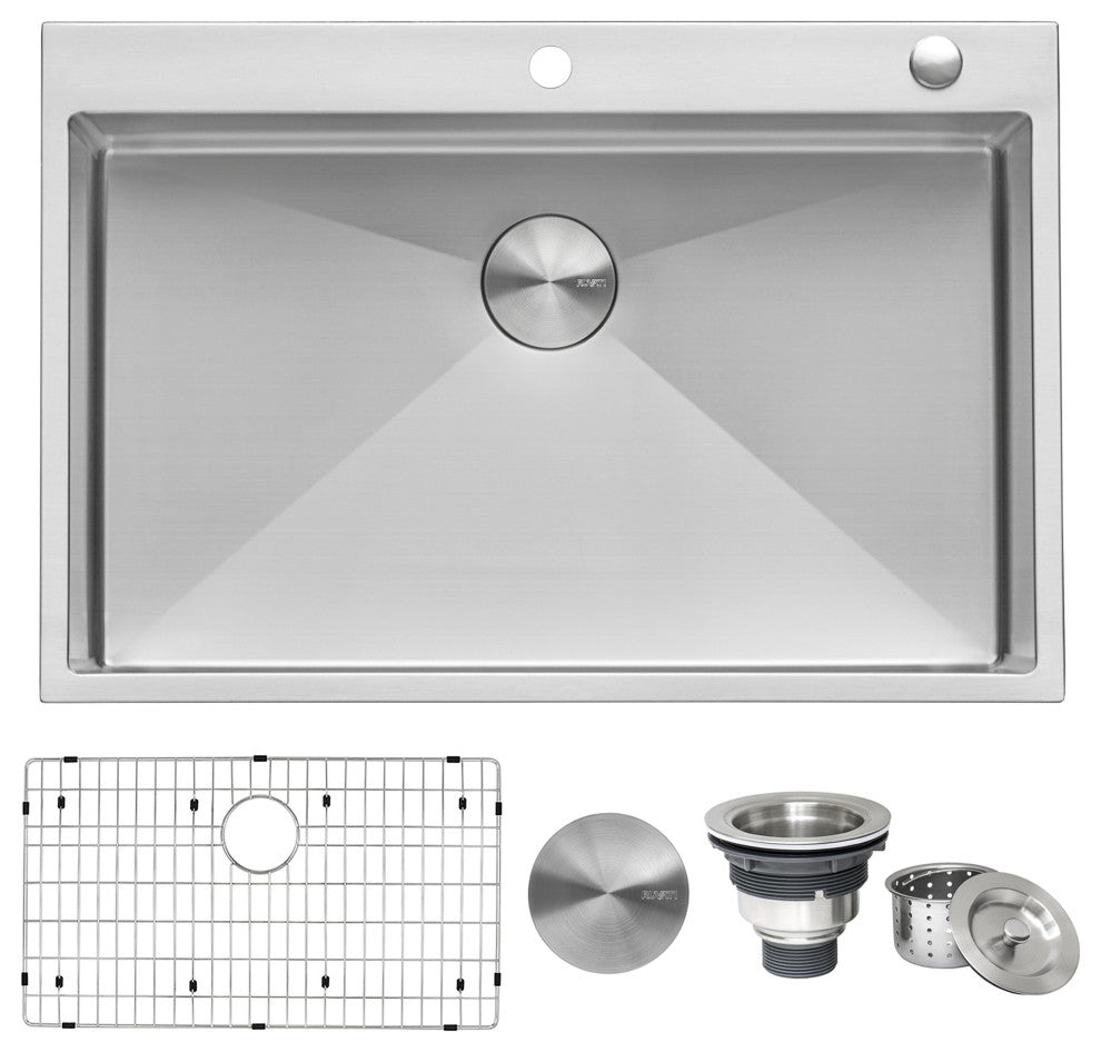 Ruvati RVH8005 33 x 22 Drop-in Tight Radius 16 Gauge Topmount Kitchen Sink