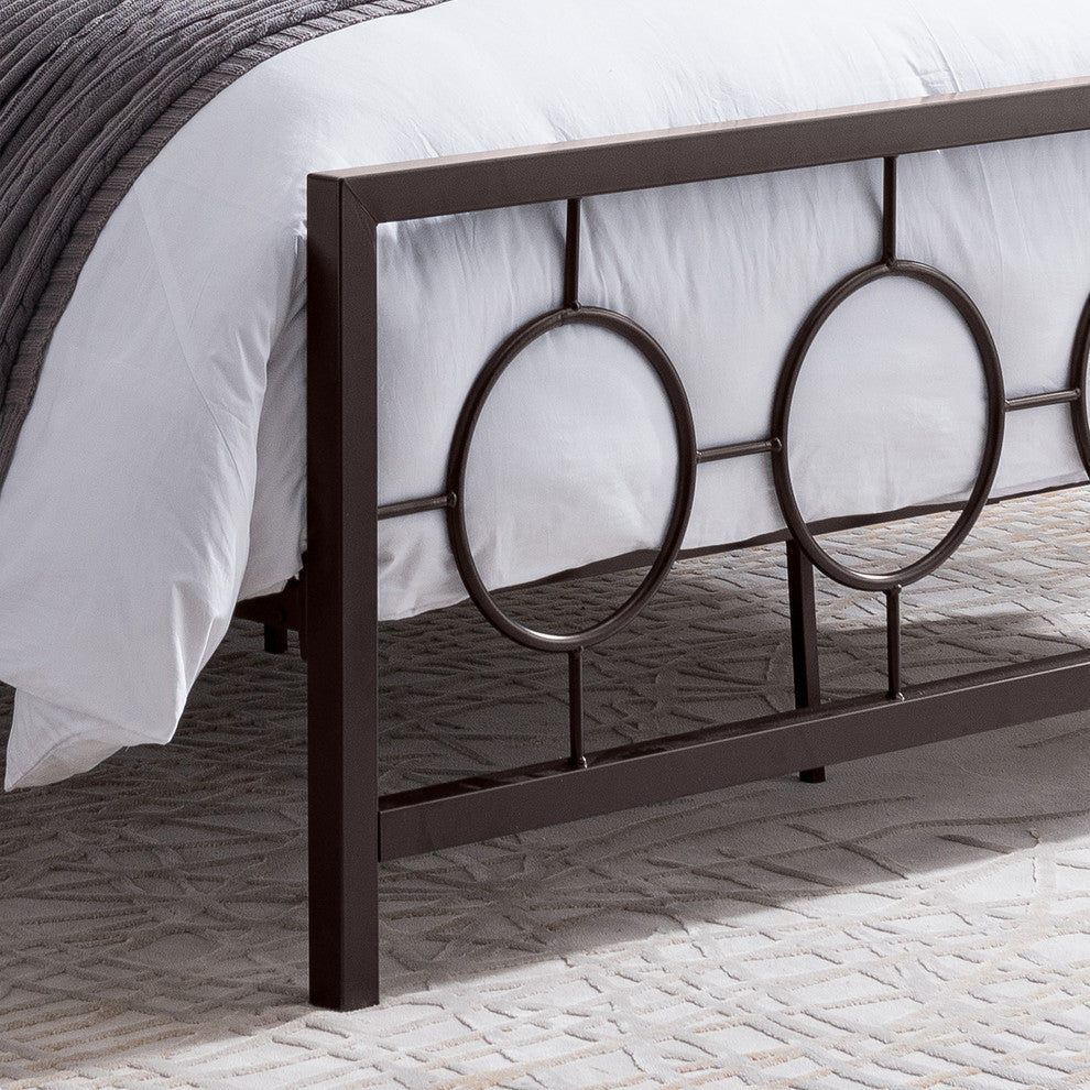 GDF Studio Doris Modern Queen Geometric Low-Profile Platform Bed Frame, Hammered