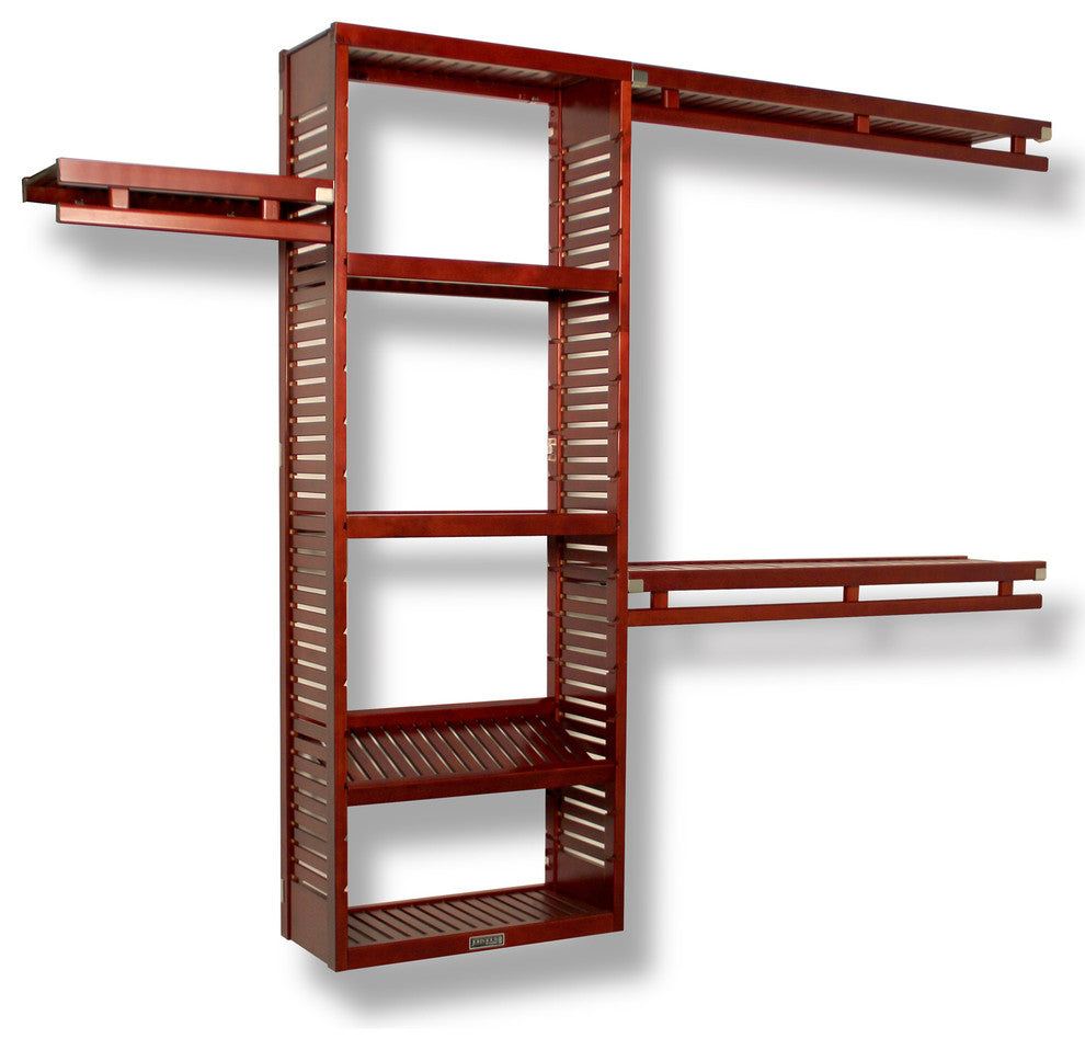 Solid Wood Reach-In Closet Organizer with hanging, Red Mahogany