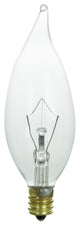 Sunlite 25 Watt Flame Tip Chandelier, Candelabra Base, Clear, 15 Pack