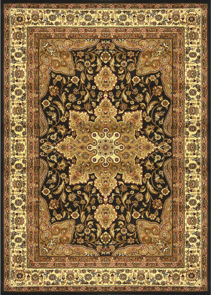 Home Dynamix Royalty Ursa Area Rug 7'8"x10'4", Border Black