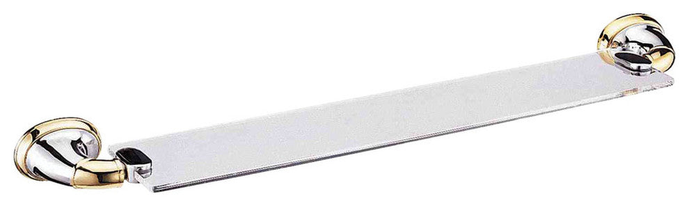 BA629CPB Magellan Cosmetic Glass Shelf , Chrome & Polished Brass