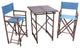 Director High Square 3-Piece Table Set, Navy Blue, Espresso