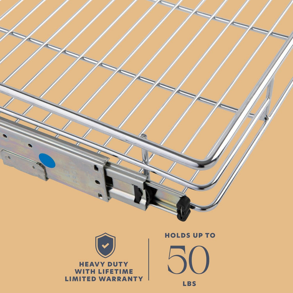 TARTO Pull Out Cabinet Organizer, Heavy Duty -Lifetime Limited Warranty - Steel, 17"x21"
