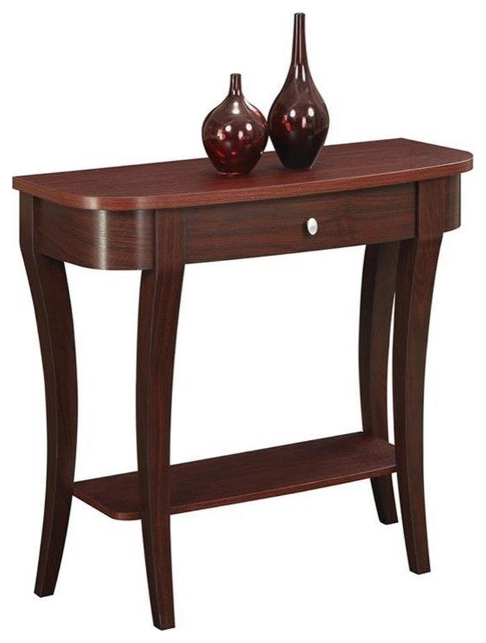 Convenience Concepts Newport Console Table in  Mahogany Espresso Wood Finish
