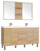 56 Inch Double Modern Bathroom Vanity Wavy Sink In Light Oak Without Mirror