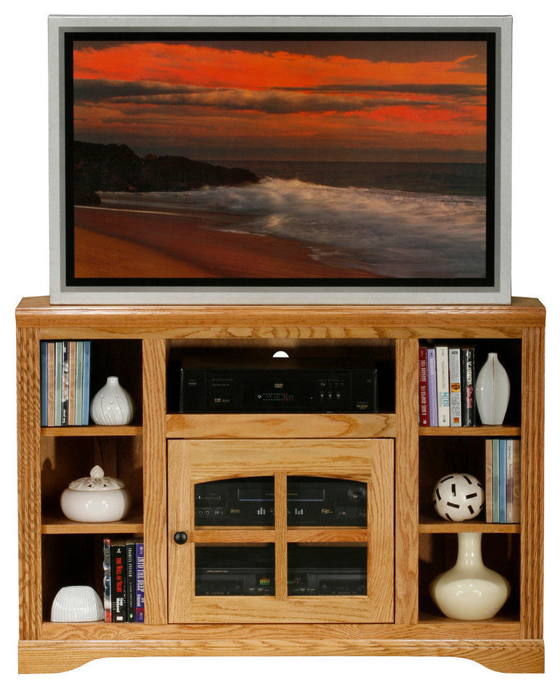 Eagle Furniture Oak Ridge 45" Thin Corner TV Cart, Medium Oak