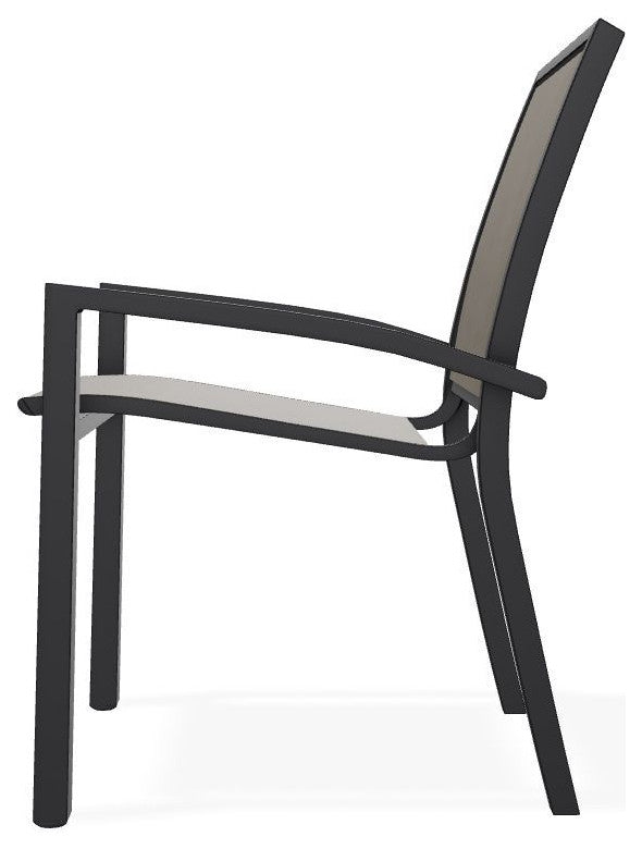 Kendall Sling Stackable Outdoor Dining Chair, Kora/Black