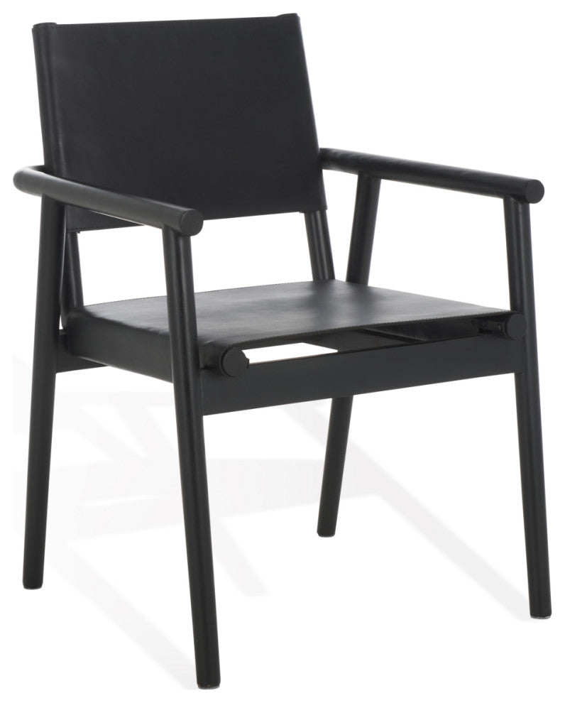 Safavieh Couture Hutson Leather Dining Chair, Black