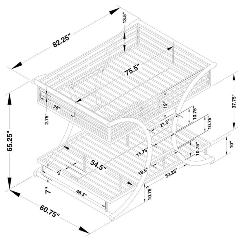 Coaster Stephan Modern Full Over Full Metal Bunk Bed in Gray Finish