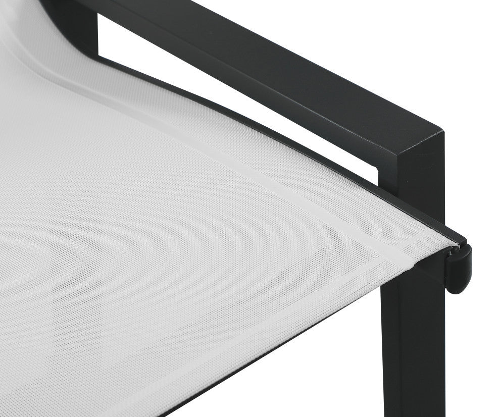 Nizuc Mesh Water Resistant Patio Aluminum Barstool (Set of 2), White, Gray Frame