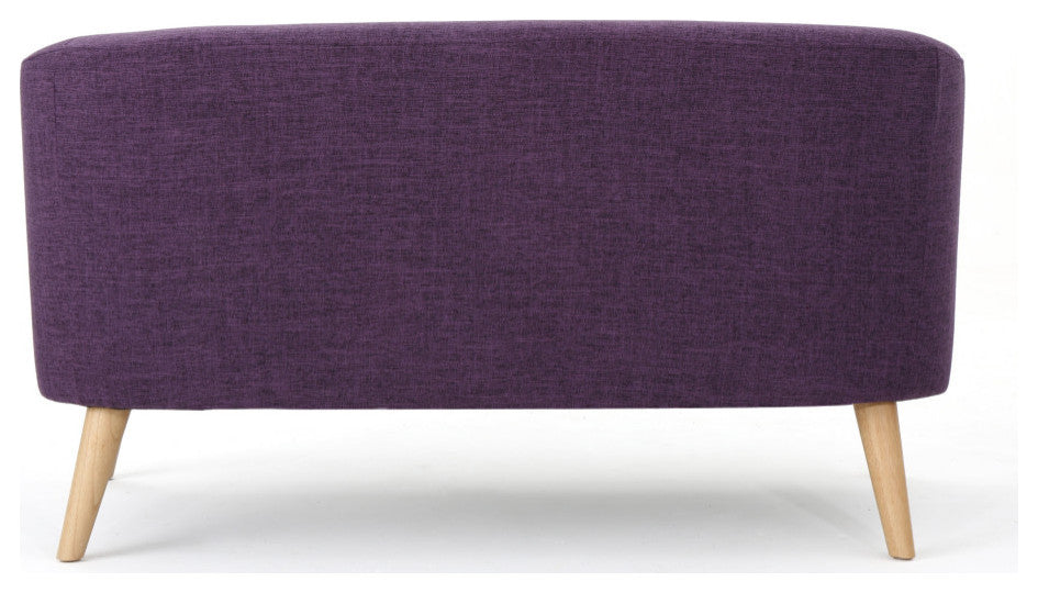 GDF Studio Carol Button Back Mid Century Fabric Modern Loveseat, Muted Purple