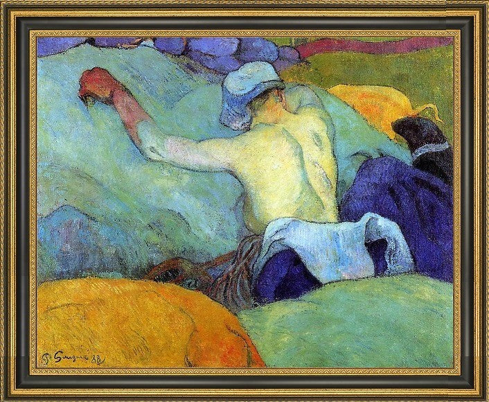 Paul Gauguin In the Heat of the Day - 20" x 25" Framed Premium Canvas Print