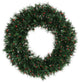 48" Pre-Lit Midnight Green Artificial Christmas Wreath, Red Lights