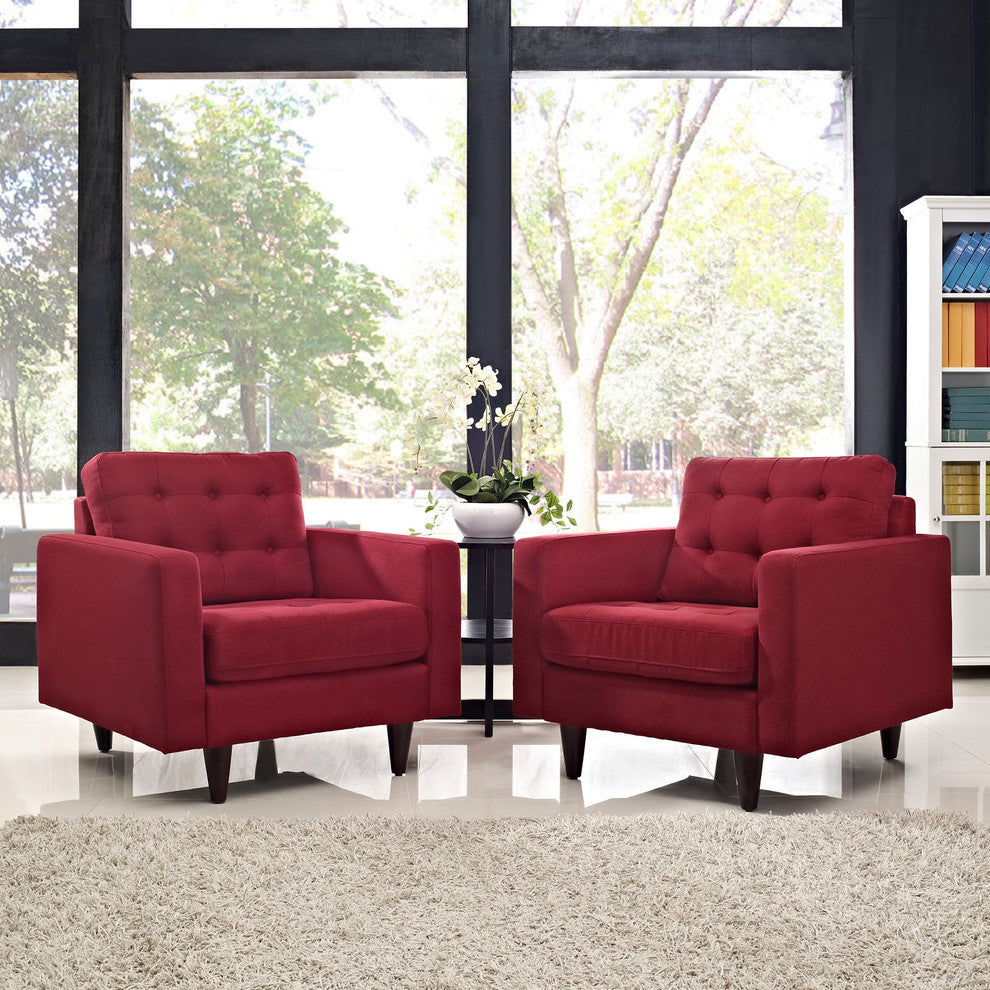 Modern Contemporary Living Room Armchair Set of 2 Red