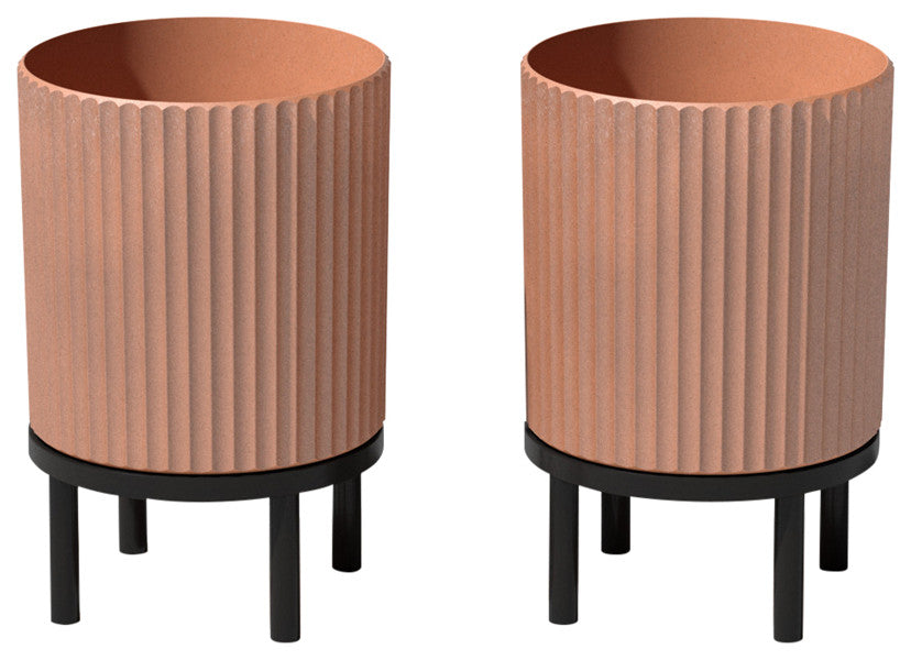 Veradek Demi Series Raised Planter With Stand, Terracotta/Black, 12", Set of 2